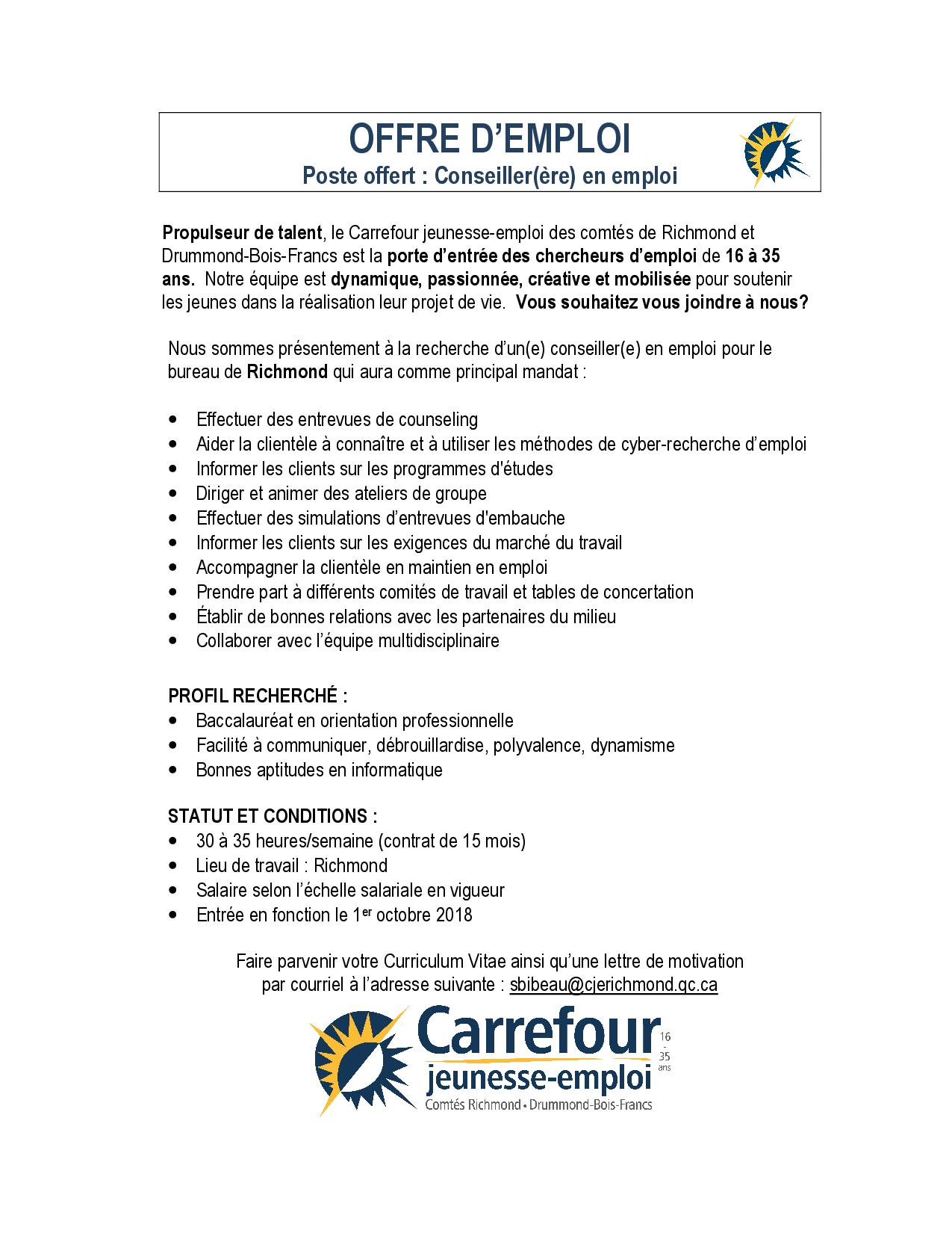 Carrière - Carrefour jeunesse-emploi du comté de Richmond
